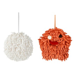 REGALWOVEN 2 Pcs Cute Comfortable Soft Absorbent Chenille Fuzzy Hand Towel - 1 of 4