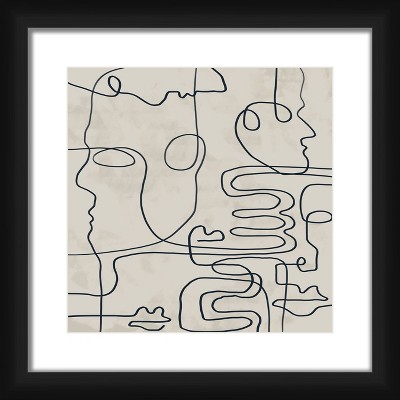 18" x 18" Matted to 2" Abstract Lines Picture Framed Black - PTM Images