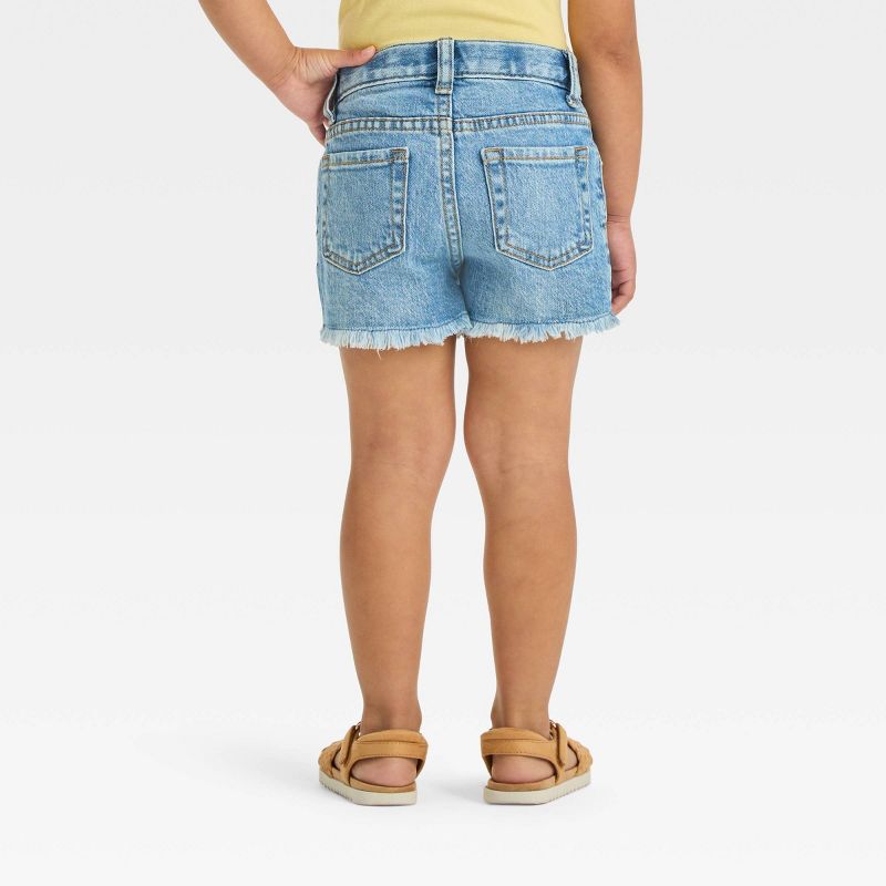 Toddler Girls' Daisy Embroidered Jean Shorts - Cat & Jack™ Blue, 3 of 9