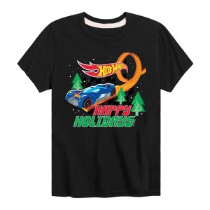 Boys' - Hot Wheels - Happy Holidays Car Track Short Sleeve Graphic T-Shirt - 1 of 4