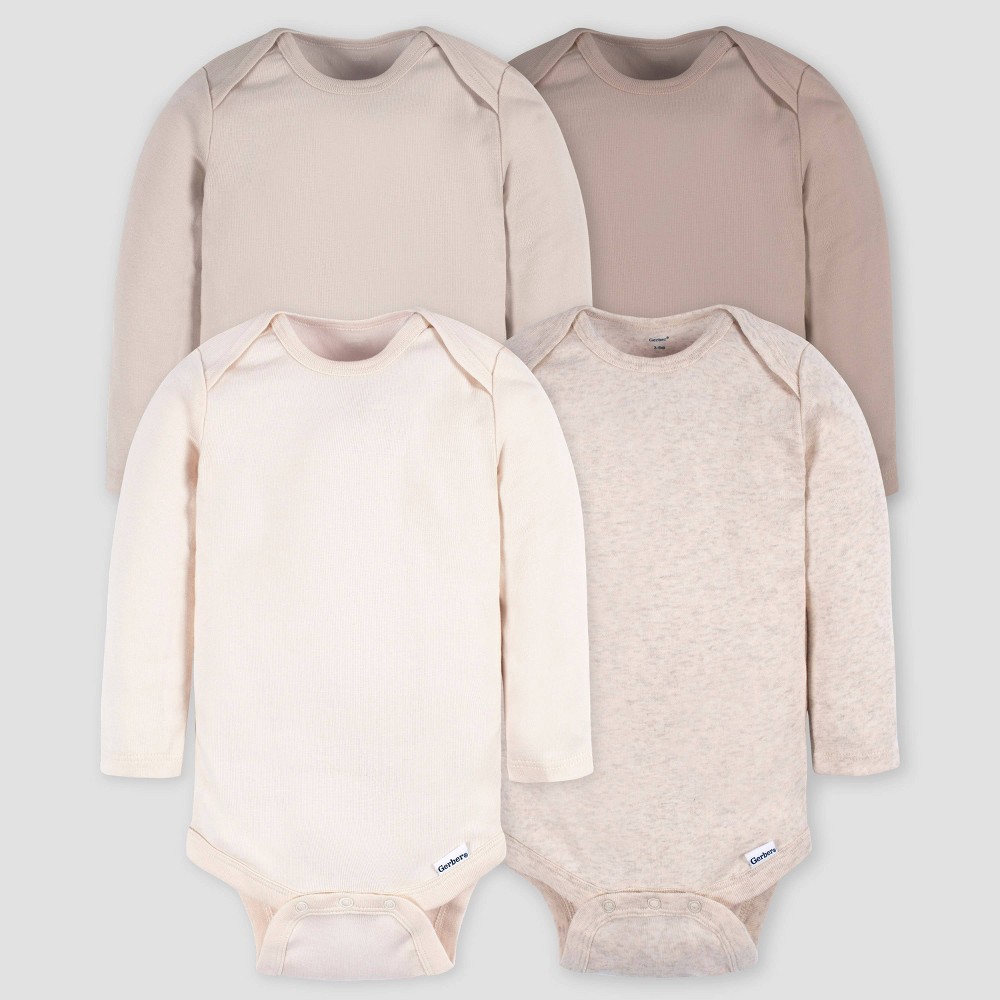 Gerber Baby 4pk Long Sleeve Onesies - Brown 18M
