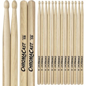 ChromaCast 5B USA Made Hickory Drumsticks Pair - Wood Tipped - Drum Sticks Tour Tested by Pro Drummers - Real American Hickory Wood - 1 of 4