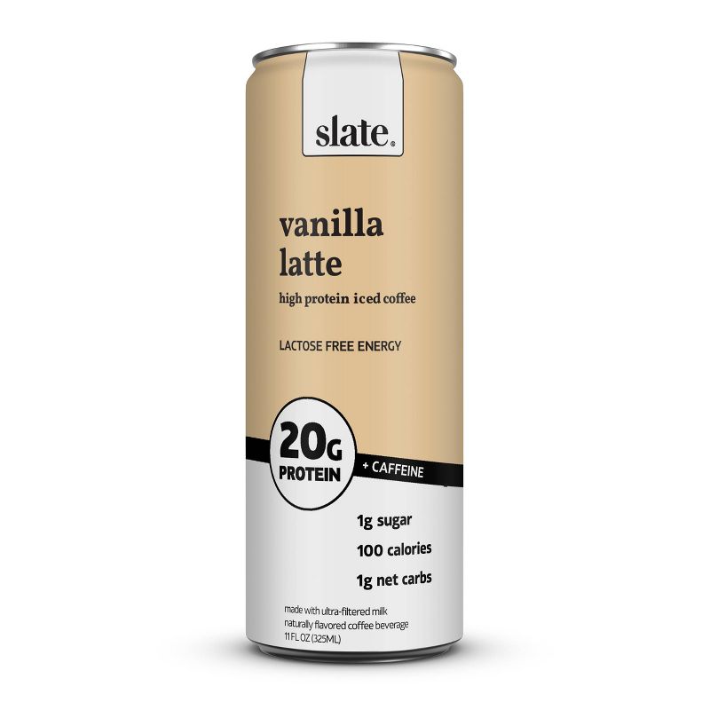 Slate Vanilla Latte High Protein Iced Coffee - 11 fl oz Can, 1 of 8