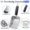 FAAYFIAN Cat Litter Scoop, Aluminum Alloy Sifter, Kitty Metal Scooper,Deep Shovel, Long Handle, Poop Sifting,Black - 3 of 4