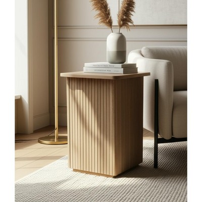 End Table with Square Ribbed Design for Small Spaces - Night Stand, Accent Furniture with Side Table Use - Bedroom, Living Room, with a Modern Look