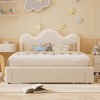 Bed Frame with Adjustable Upholstered Headboard Princess Boucle Bed Frame for Girls/Kids with LED Light Drawers Strong Wood Slat Support - 4 of 4