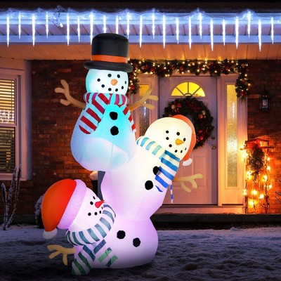 CIPACHO 8.2' Inflatable Three Stacked Snowmen, Blow-Up Outdoor Christmas Display for Party