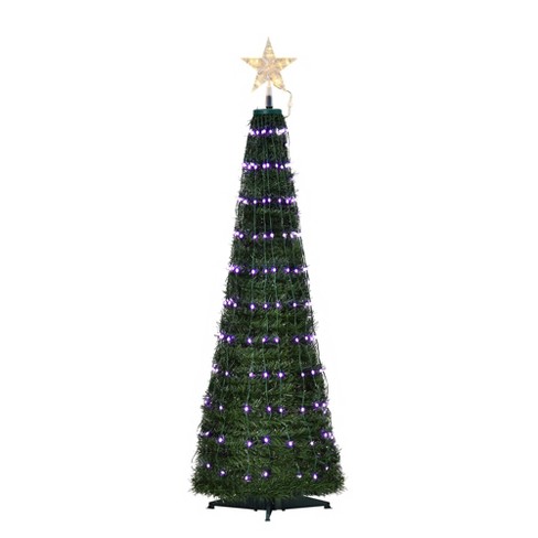 5ft 6ft 7ft Artificial Christmas Tree Xmas with Multicolor LED Lights Home Decor 