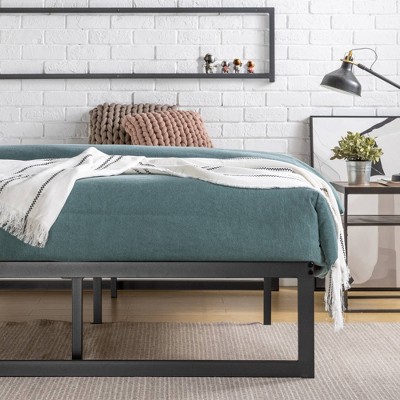 Abel 14" Black Metal Platform Bed Frame with Slats