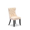 East West Furniture DAP2F23 Dallas Parson Kitchen Chairs - Button Tufted Nailhead Trim Beige Red faux Leather  Dining Chairs, Set of 2, linen white - 4 of 4