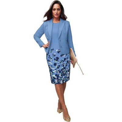 Jessica London Women's Plus Size 2-Piece Stretch Crepe Single-Breasted Jacket Dress