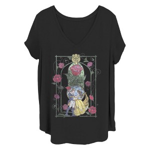 Women's Beauty and the Beast Distressed Classic Love Stained Glass T-Shirt - 1 of 4