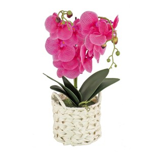 21" Artificial Purple Orchid in White Basket - National Tree Company - 1 of 3