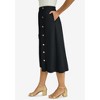 Jessica London Women's Plus Size Knit Crepe Side Button Midi Skirt - 4 of 4