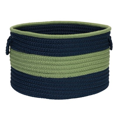 Colonial Mills Color Block Round Basket - Navy Green 14"x14"x10" 100% Polypropylene Round