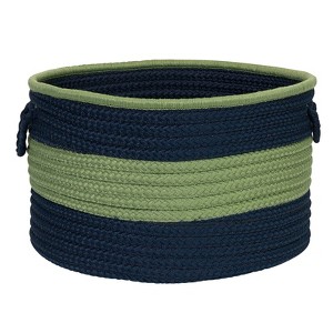 Colonial Mills Color Block Round Basket - Navy Green 14"x14"x10" 100% Polypropylene Round - 1 of 4
