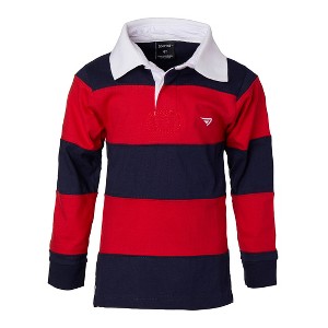Sportoli Boys Cotton Striped Long Sleeve Polo Rugby Shirt - 1 of 3