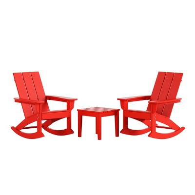 WestinTrends 3 Piece Set Outdoor Modern Rocking Chairs with Square Side Table
