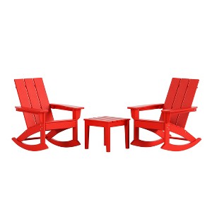 WestinTrends 3 Piece Set Outdoor Modern Rocking Chairs with Square Side Table - 1 of 4