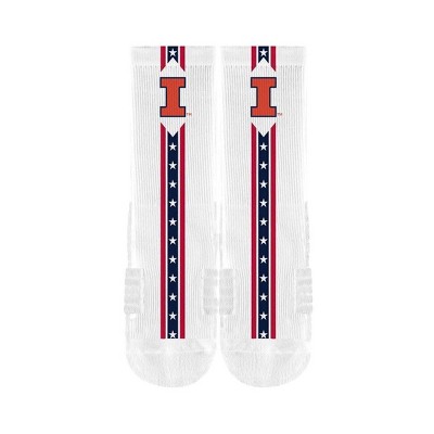 NCAA Illinois Fighting Illini Adult Flags Crew Socks - M/L