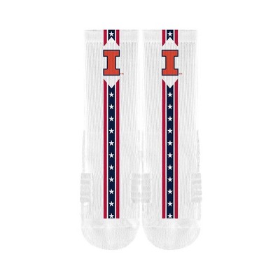 NCAA Illinois Fighting Illini Adult Flags Crew Socks - M/L