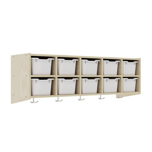 Multi-Section Mobile Cabinet with 15 Scoop Front Storage Bins