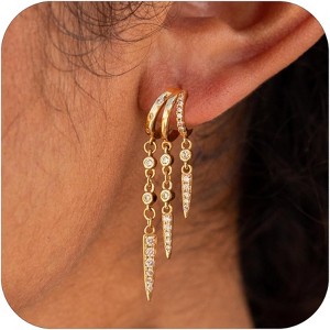 14K Gold Plated Huggie Earrings: Dainty Drop Hoops, Hypoallergenic Fashion Jewelry - 1 of 4