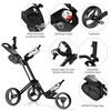 Costway Folding 3 Wheels Golf Push Cart W/Brake Scoreboard Adjustable Handle Red\Blue\Grey\Green - 2 of 4