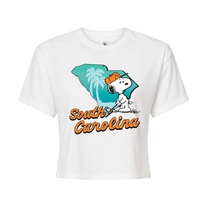 Women's - Peanuts - South Carolina Snoopy Golf Cropped Graphic T-Shirt - 1 of 4