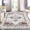 Washable Vintage Medallion Rug Non Slip Oriental Carpet Soft Low Pile Foldable Floor Cover for Living Room Bedroom Dining Room, Brown - 2 of 4