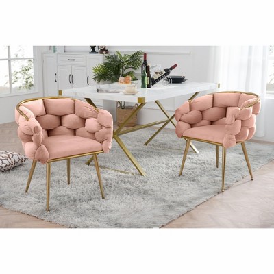 NicBex Velvet Accent Chair Set of 2 Modern Lounge Upholstered Armchair with Metal Legs for Bedroom,Living Room,Office