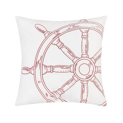 C&F Home 18" x 18" Ships Wheel Indoor / Outdoor Embroidered Throw Pillow