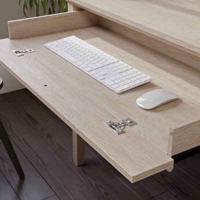 Cascade Oak Single Pedestal Desk with Drawers and Keyboard Tray
