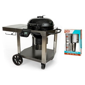 LoCo Cookers Kettle Grill Cart, Portable & Outdoor, w/ Griddle Cooking Kit, 22.5 In, Black - 1 of 4