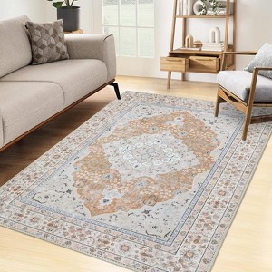 Vintage Distressed Area Rug,Low-Pile Non-Slip Stain-Resistant Carpet for Living Room, Bedroom & Office - 1 of 4