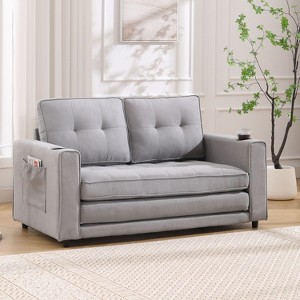 CAVINAS 3-in-1 Convertible Sofa with Side Pockets and Cup Holder,Upholstered Loveseat Sofa Bed for Living Room,Bedroom - 1 of 4