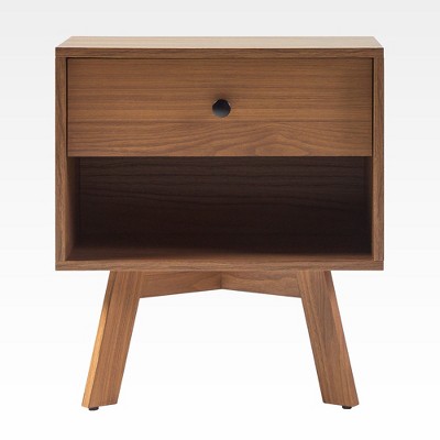 TIRAMISUBEST Mocha Nightstand with 1 Drawer - Mid-Century Modern Mobile File Cabinet for Bedroom or Office Storage