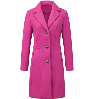 INSPIRE CHIC Women's Single Breasted Notched Lapel Long Winter Coats