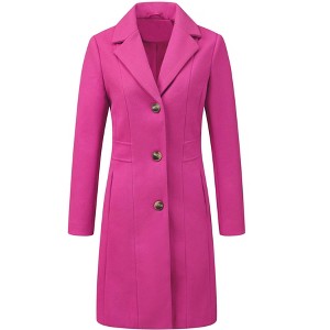 INSPIRE CHIC Women's Single Breasted Notched Lapel Long Winter Coats - 1 of 4