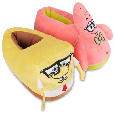 SpongeBob SquarePants Ladies Plush Slippers - Spongebob, Patrick Star, Mr Krabs - 3D Plush Slip-On Slippers