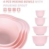 Nesting Plastic Mixing Bowl Set, 4 Piece Mixing Bowl Set with Pour Spouts, Size 1.7, 2.5, 3.5 and 4.5qt, for Prepping, Mixing, Baking, Cooking(Pink) - 2 of 4