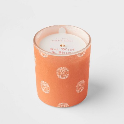 5oz Global Paper Wrapped Glass Koa Wood and Blooms Candle - Opalhouse™