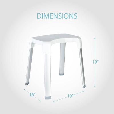 White Plastic Shower Bench with Aluminum Legs