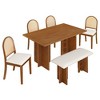 Vatros Modern 6-Piece Dining Table Set with 4 Upholstered Rattan Back Dining Chairs and Bench, Walnut - 2 of 4