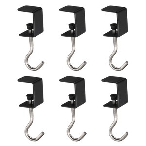 Unique Bargains Steel Hanging Bag Clothes Desk Mount Utility Hooks 6 Pcs - 1 of 4