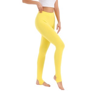 INSPIRE CHIC Women's Elastic Waistband Soft Gym Yoga Cotton Stirrup Pants Leggings - 1 of 4