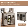Homhougo Mobile Kitchen Island Car with Wheels, 2 Glass Doors, Spice Rack & Towel Holder Kitchen Island Cart with Trash Storage Cabinet - 4 of 4
