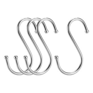 Unique Bargains Stainless Steel Kitchen Room Office Multiple Uses S Shape Hooks 4 Pcs - 1 of 3