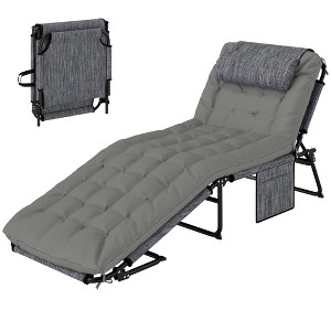 Aghana Digitals Foldable 4-Position Reclining Pool Lounge Chair with Cushion, Headrest & Side - 1 of 4