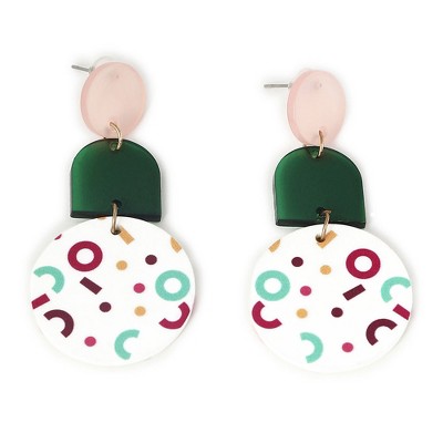 SOHI Women's Green Block Drop Earrings